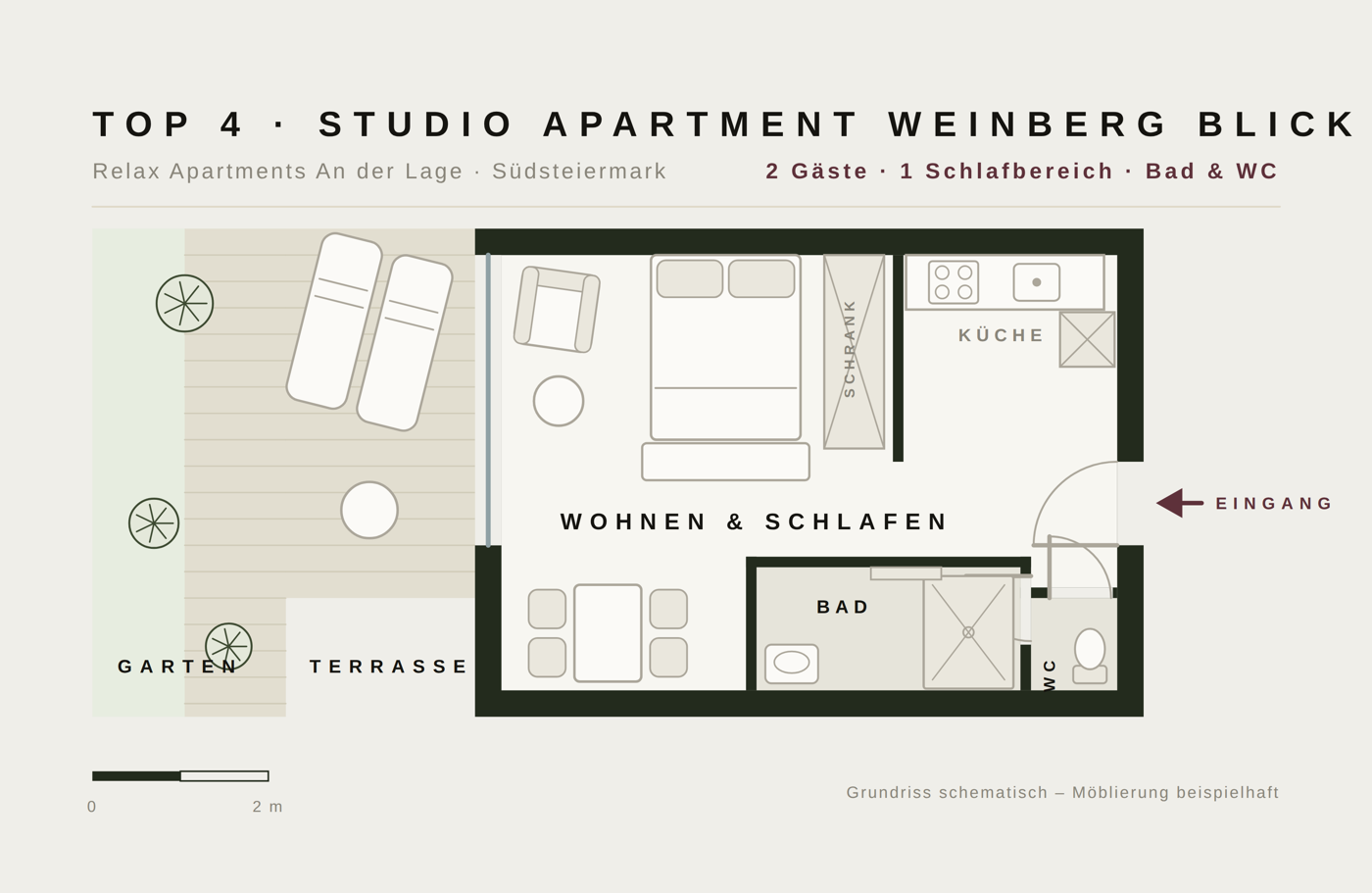 Grundriss Studio Apartment Weinberg Blick – An der Lage Top 4