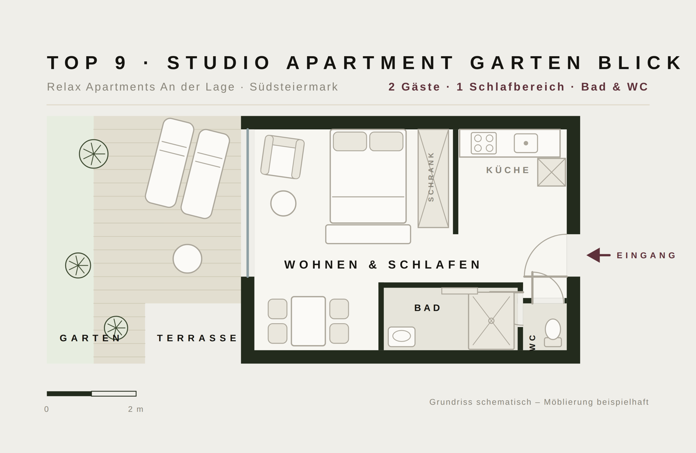 Grundriss Studio Apartment Garten Blick – An der Lage Top 9