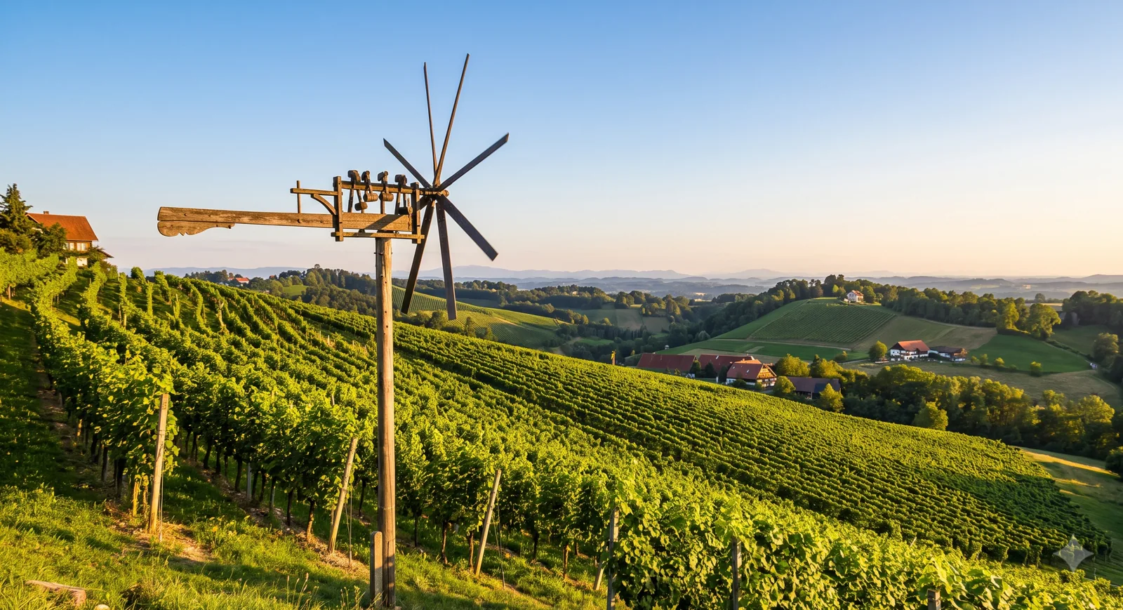 Klapotetz – hölzernes Windrad in den Weinbergen